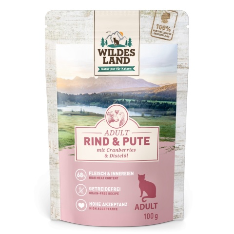 WILDES LAND CAT Classic Rind Pute – wołowina i indyk z żurawiną 100g WILDES LAND CAT Classic Rind Pute – wołowina i indyk z żurawiną 100g