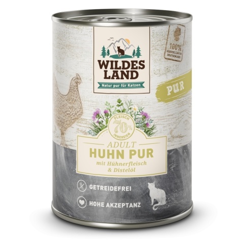 WILDES LAND CAT Pur Huhn - kurczak z olejem z krokosza 400g WILDES LAND CAT Pur Huhn - kurczak z olejem z krokosza 400g
