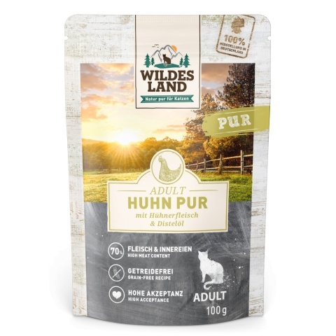 WILDES LAND CAT Pur Huhn - kurczak z olejem z krokosza 100g WILDES LAND CAT Pur Huhn - kurczak z olejem z krokosza 100g