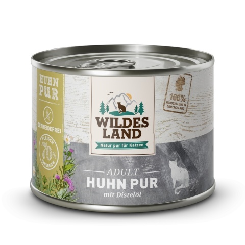 WILDES LAND CAT Pur Huhn - kurczak z olejem z krokosza 200g WILDES LAND CAT Pur Huhn - kurczak z olejem z krokosza 200g