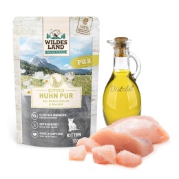 WILDES LAND CAT Pur Huhn - kurczak z olejem z krokosza dla kociąt 100g