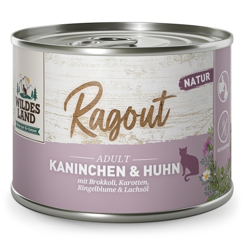 WILDES LAND CAT Ragout Kaninchen Huhn - królik z kurczakiem (180g) WILDES LAND CAT Ragout Kaninchen Huhn - królik z kurczakiem (180g)