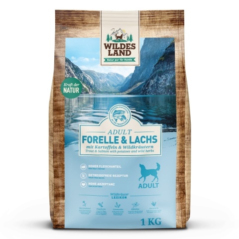 WILDES LAND DOG Forelle Lachs- pstrąg i łosoś z ziemniakami i ziołami 1kg WILDES LAND DOG Forelle Lachs- pstrąg i łosoś z ziemniakami i ziołami 1kg