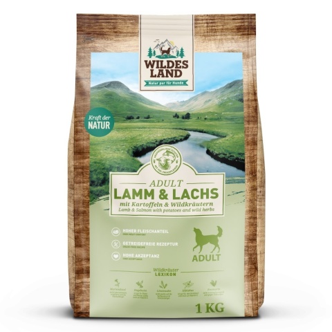 WILDES LAND DOG Lamm Lachs - jagnięcina i łosoś z ziemniakami i ziołami 1kg WILDES LAND DOG Lamm Lachs - jagnięcina i łosoś z ziemniakami i ziołami 1kg