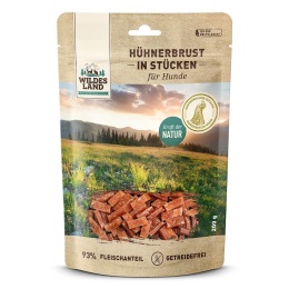 WILDES LAND Hühnerbrust in Stücken – filet z piersi kurczaka w kawałkach - przysmaki mięsne dla psa i kota 200g