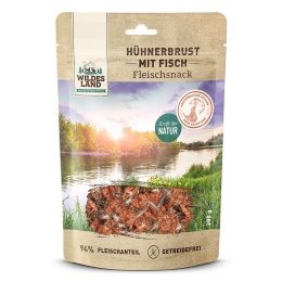 WILDES LAND Hühnerbrust mit Fisch – filet piersi kurczaka z rybkami - przysmaki mięsne dla psa i kota 200g
