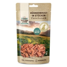 WILDES LAND Hühnerbrust in Stücken - filet z piersi kurczaka w kawałkach - przysmaki mięsne dla psa i kota 70g