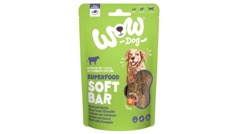 WOW Superfood Soft Bar Rind mięso wołowe z dynią miękkie przysmaki dla psa 150g WOW Superfood Soft Bar Rind mięso wołowe z dynią miękkie przysmaki dla psa 150g