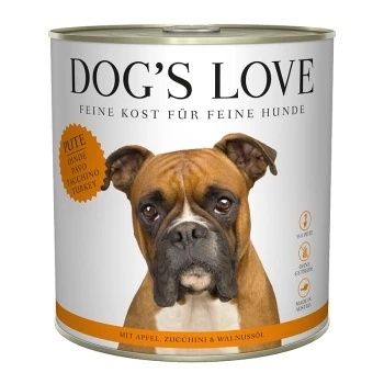 DOG'S LOVE Pute -indyk z jabłkami, cukinią i olejem z orzechów włoskich 800g