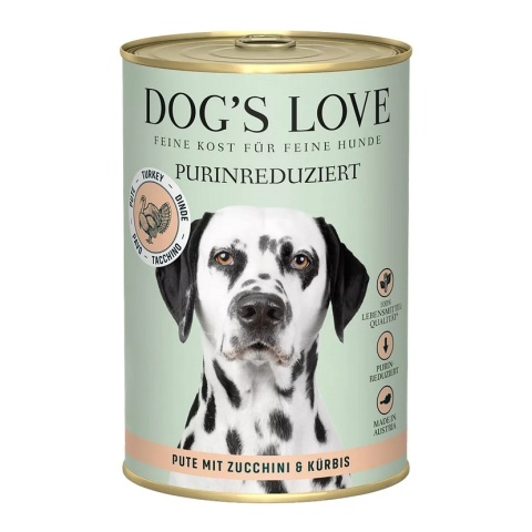 DOG'S LOVE Purinreduziert Pute - obniżony poziom puryn indyk z cukinią 400g