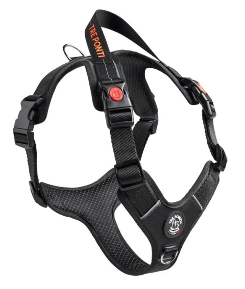 Szelki dla psa TRE PONTI Harmonia Czarne z odblaskiem L bez metki