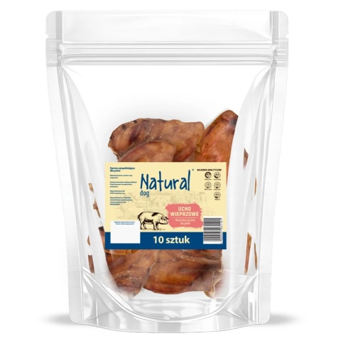 Ucho wieprzowe NATURAL suszony gryzak dla psa 10 szt.