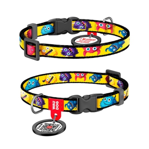 WAUDOG Nylon Obroża dla kota z zawieszką QR 20-30 cm Futrzane potwory