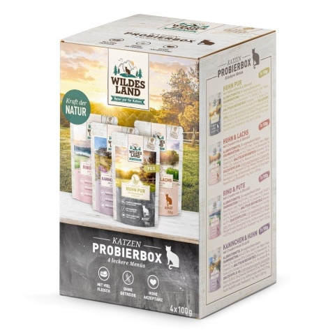 WILDES LAND CAT Box próbny - saszetki dla kota (4x100g)