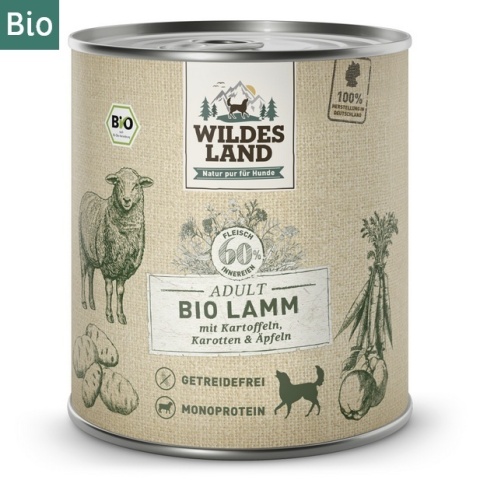 WILDES LAND DOG BIO Lamm – bio jagnięcina z marchewką i jabłkami 800g