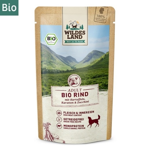WILDES LAND DOG BIO Rind – bio wołowina z marchewką i cukinią 125g