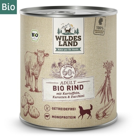 WILDES LAND DOG BIO Rind – bio wołowina z marchewką i cukinią 800g