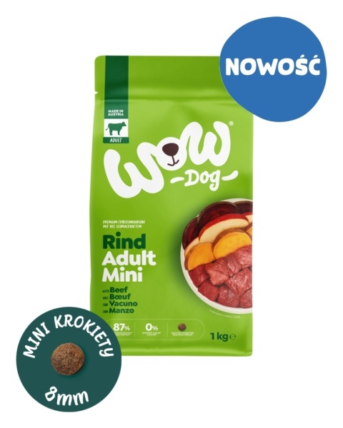 WOW DOG MINI Rind - wołowina z jabłkiem i buraczkami dla psów małych ras 1kg