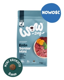 WOW DOG MINI Senior Ente - kaczka z miętą i buraczkami dla starszych psów małych ras 1kg