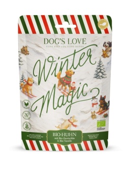 DOG'S LOVE Winter Magic BIO Chips 150 g – świąteczne przysmaki dla psa z kurczakiem, śliwką i wanilią, edycja 2026