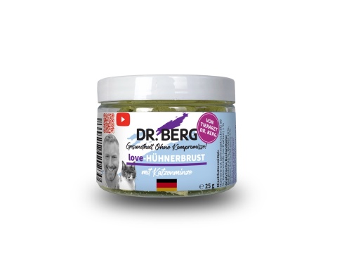 Dr. BERG love-HÜHNERBRUST liofilizowana pierś kurczaka z kocimiętką 25 g – przysmak dla kota