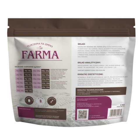 FARMA Kaczka 2 kg – karma tłoczona na zimno dla psa