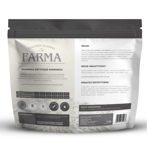 FARMA Królik 2 kg – karma tłoczona na zimno dla psa