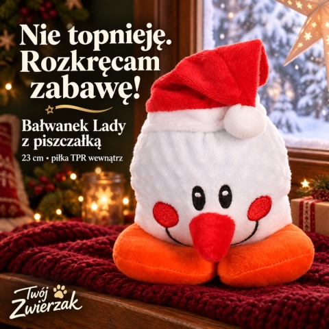 Flamingo Lady Bałwan 23 cm – świąteczna zabawka dla psa z piłką TPR i piszczałką