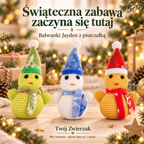 Flamingo Jayden Bałwan Mix 16,5 cm – świąteczna zabawka dla psa z piszczałką