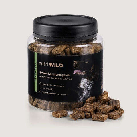 Smakołyki treningowe 400g JAGNIĘCINA Z ŻURAWINĄ I JABŁKIEM NutriWild