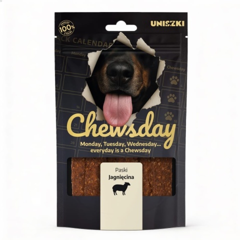 UNISZKI Chewsday Jagnięcina 80 g - paski mięsne dla psa