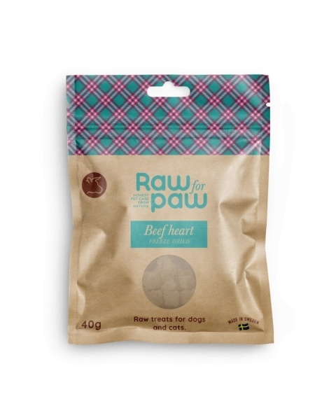 RAW for PAW Beef Heart 40 g – serca wołowe, liofilizowane przysmaki dla psa i kota