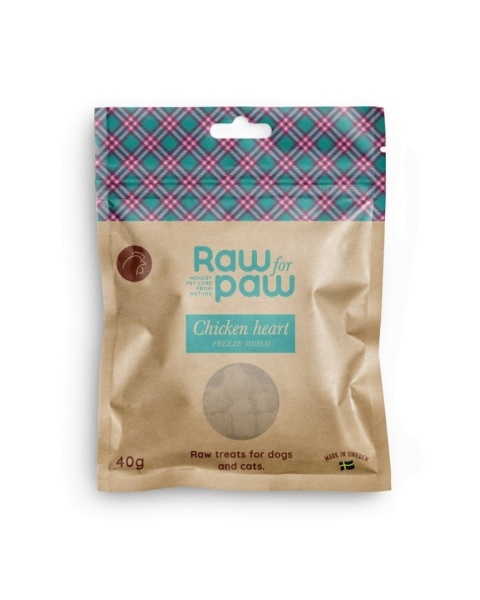 RAW for PAW Chicken Heart 40 g – serca kurczaka, liofilizowane przysmaki dla psa i kota