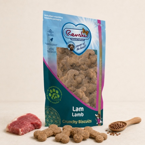 RENSKE Crunchy Biscuits Lamb – chrupiące ciasteczka z jagnięciną dla psa 1,1 kg