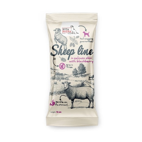 Syta Micha Sheep Line Kość do żucia Owca w skórze łososia z jeżyną 12 cm