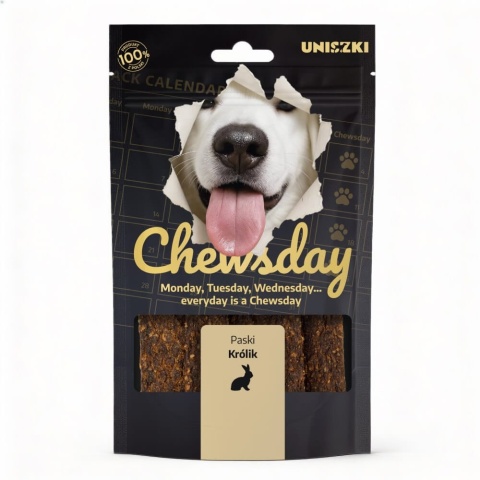 UNISZKI Chewsday Królik 80 g - paski mięsne dla psa
