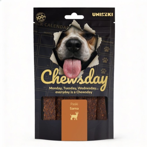 UNISZKI Chewsday Sarna 80 g - paski mięsne dla psa