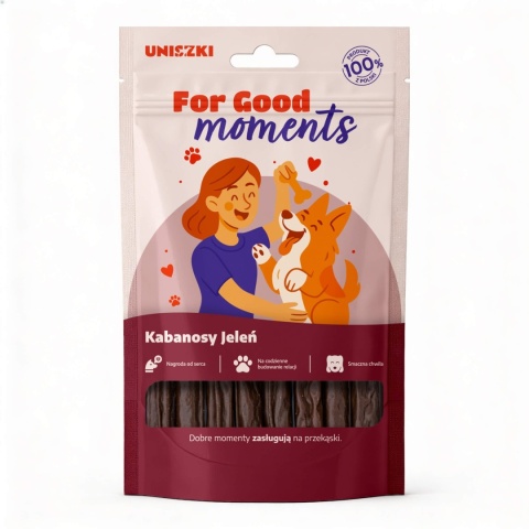 UNISZKI For Good Moments Jeleń 70 g – mięsne kabanosy dla psa