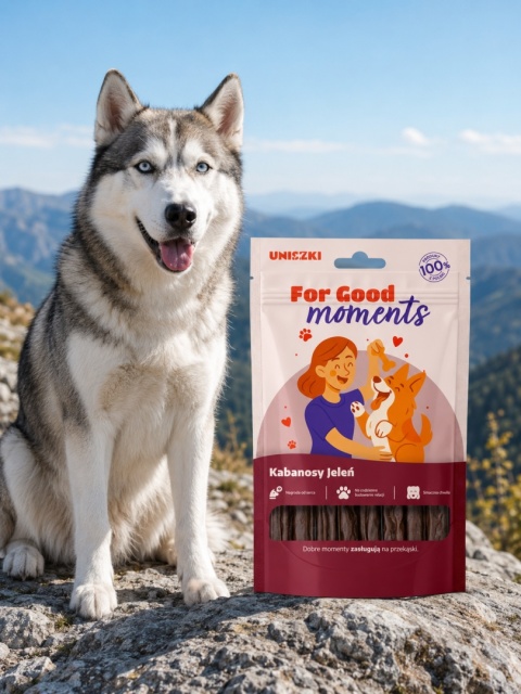 UNISZKI For Good Moments Jeleń 70 g – mięsne kabanosy dla psa