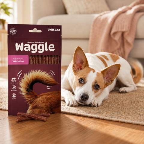 UNISZKI Waggle Wieprzowe – miękkie kabanosy dla psa 60 g
