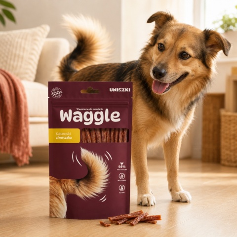 UNISZKI Waggle Kurczak – miękkie kabanosy dla psa 60 g