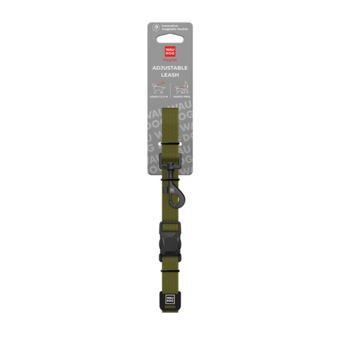 WAUDOG Magnet Khaki – wodoodporna smycz regulowana dla psa 120–200 cm, 20 mm, M