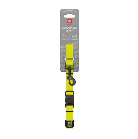 WAUDOG Magnet Lemon – limonkowa wodoodporna smycz regulowana dla psa 120–200 cm, 20 mm, M