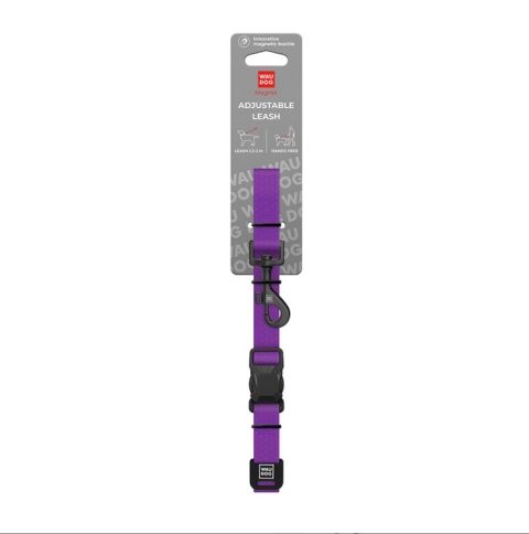 WAUDOG Magnet Purple – fioletowa wodoodporna smycz regulowana dla psa 120–200 cm, 20 mm, M