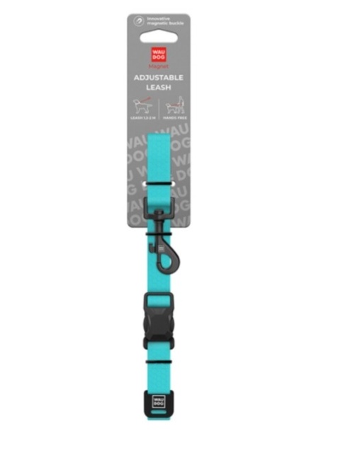 WAUDOG Magnet Tiffany – błękitna wodoodporna smycz regulowana dla psa 120–200 cm, 20 mm, M