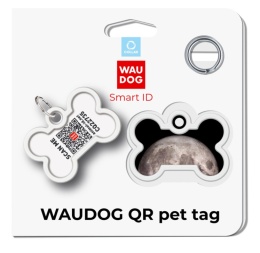 WAUDOG Smart ID adresówka z kodem QR dla psa i kota Księżyc kość 40 × 28 mm