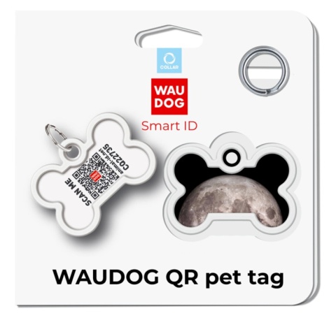 WAUDOG Smart ID adresówka z kodem QR dla psa i kota Księżyc kość 40 × 28 mm