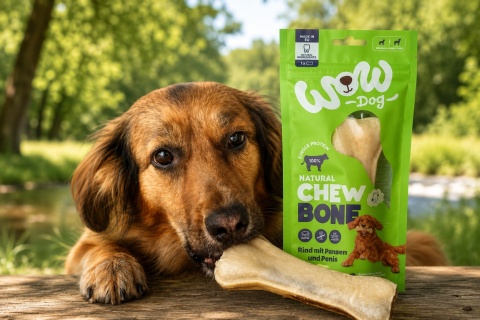 WOW DOG Natural Chew Bone Rind - kość do żucia ze skóry i żwaczy wołowych 115g