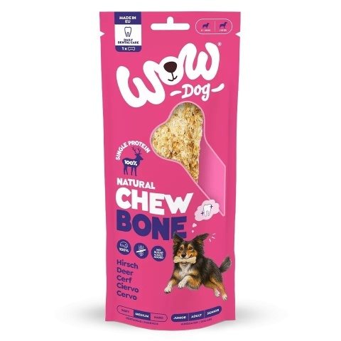 WOW DOG Natural Chew Bone Hirsch - kość do żucia ze skóry jelenia 80g