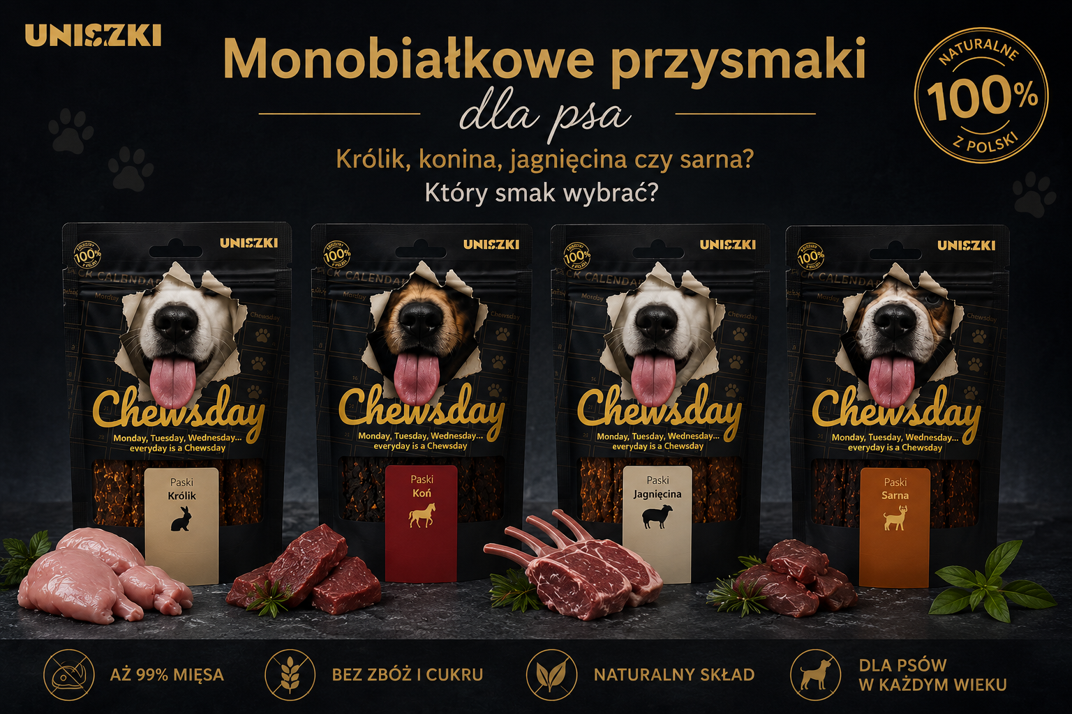 Monobiałkowe przysmaki dla psa – królik, konina, jagnięcina czy sarna? Który smak wybrać?